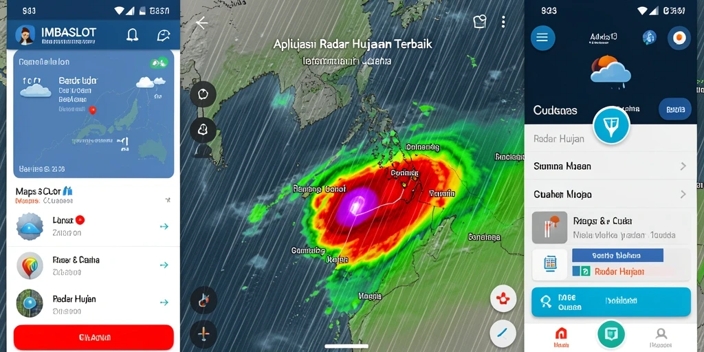 Antarmuka aplikasi IMBASLOT menampilkan peta radar hujan yang interaktif.