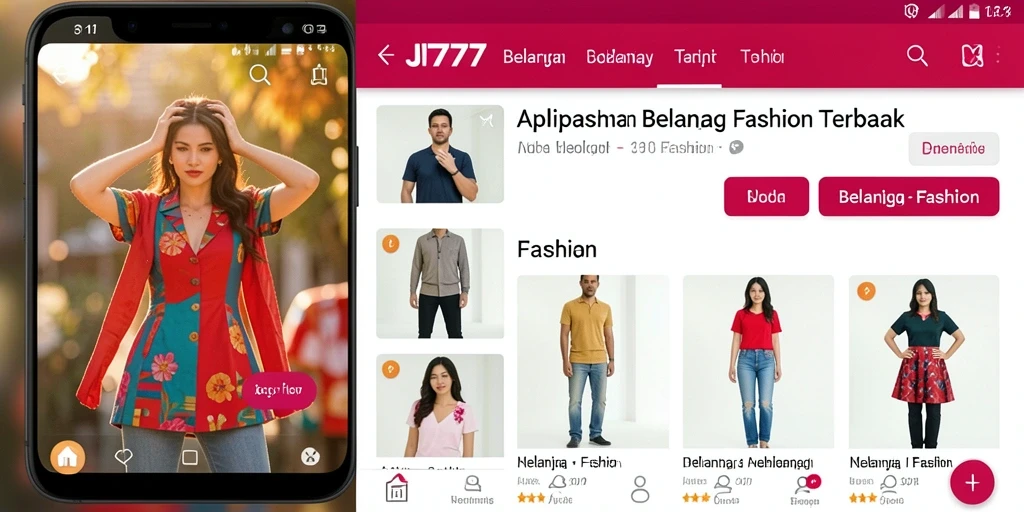 Screenshot antarmuka JT777 yang menampilkan navigasi produk fashion.