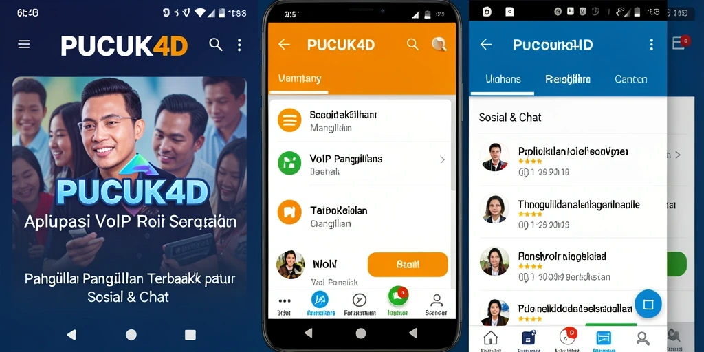 Screenshot antarmuka aplikasi PUCUK4D menampilkan fungsi VoIP Panggilan yang intuitif.